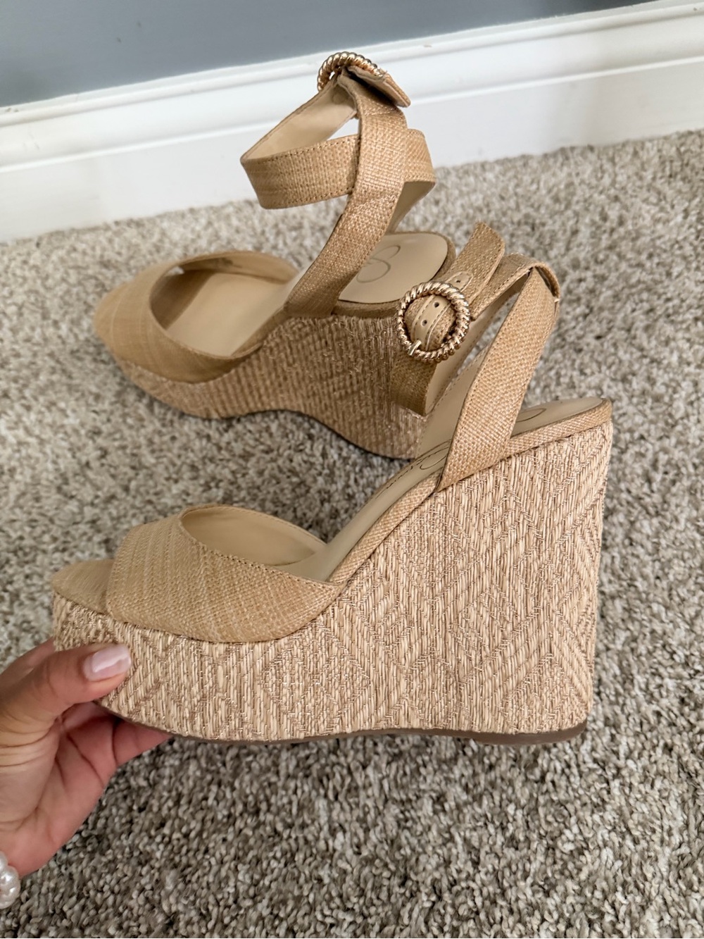 Jessica Simpson Tan Woven Platform Wedge Sandals - Picture 5 of 8